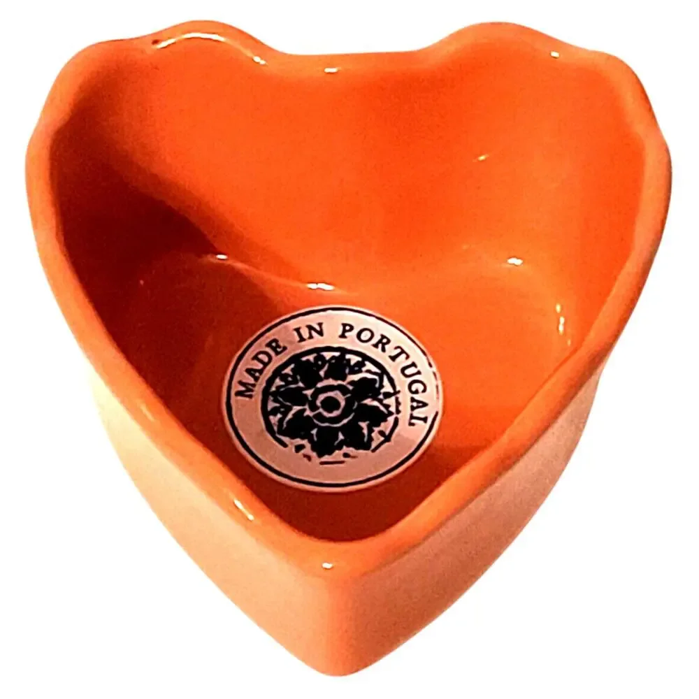 Coral Pink Ceramic Heart Ramekin MARCADOR Portugal 4.5x4x2